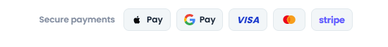 Secure payments: Apple Pay, Google Pay, Visa, Mastercard and Stripe